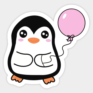 Penguin Holding a Balloon Sticker